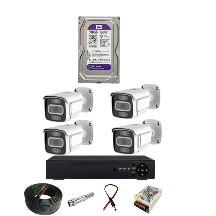 پکیج دوربین مداربسته 4 عددی 5 مگاپیکسل مناسب باغ و کارخانه(توجه:جنس بدنه تمامی دوربین ها فلزی ضد آب هستند و پلاستیکی یا