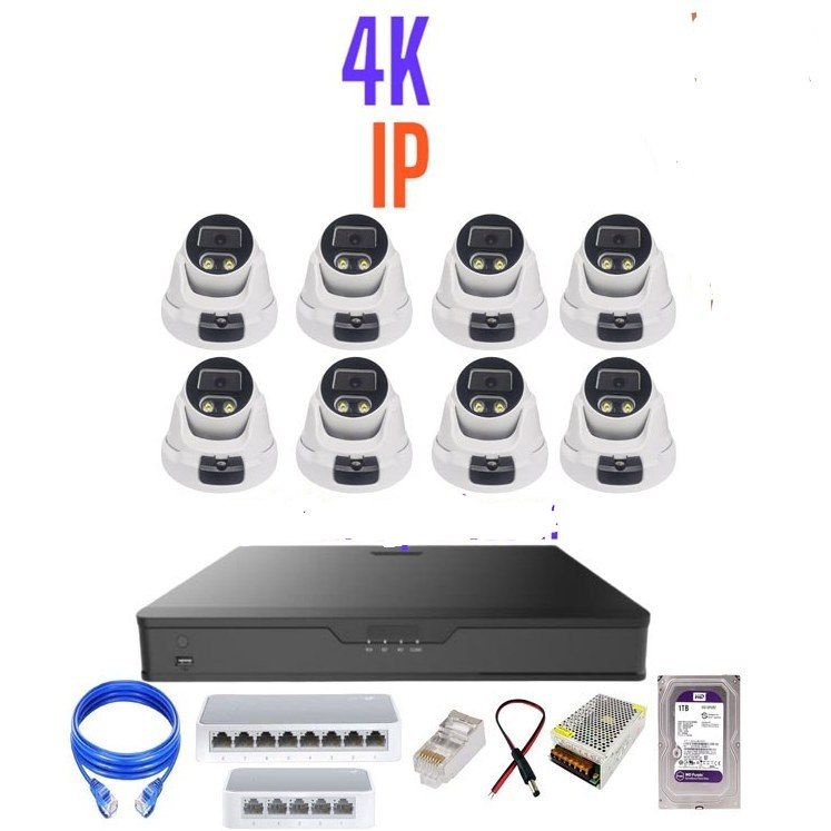 پک کامل 8 عددی دوربین مداربسته تحت شبکه 4K مدل D4430-DLMP