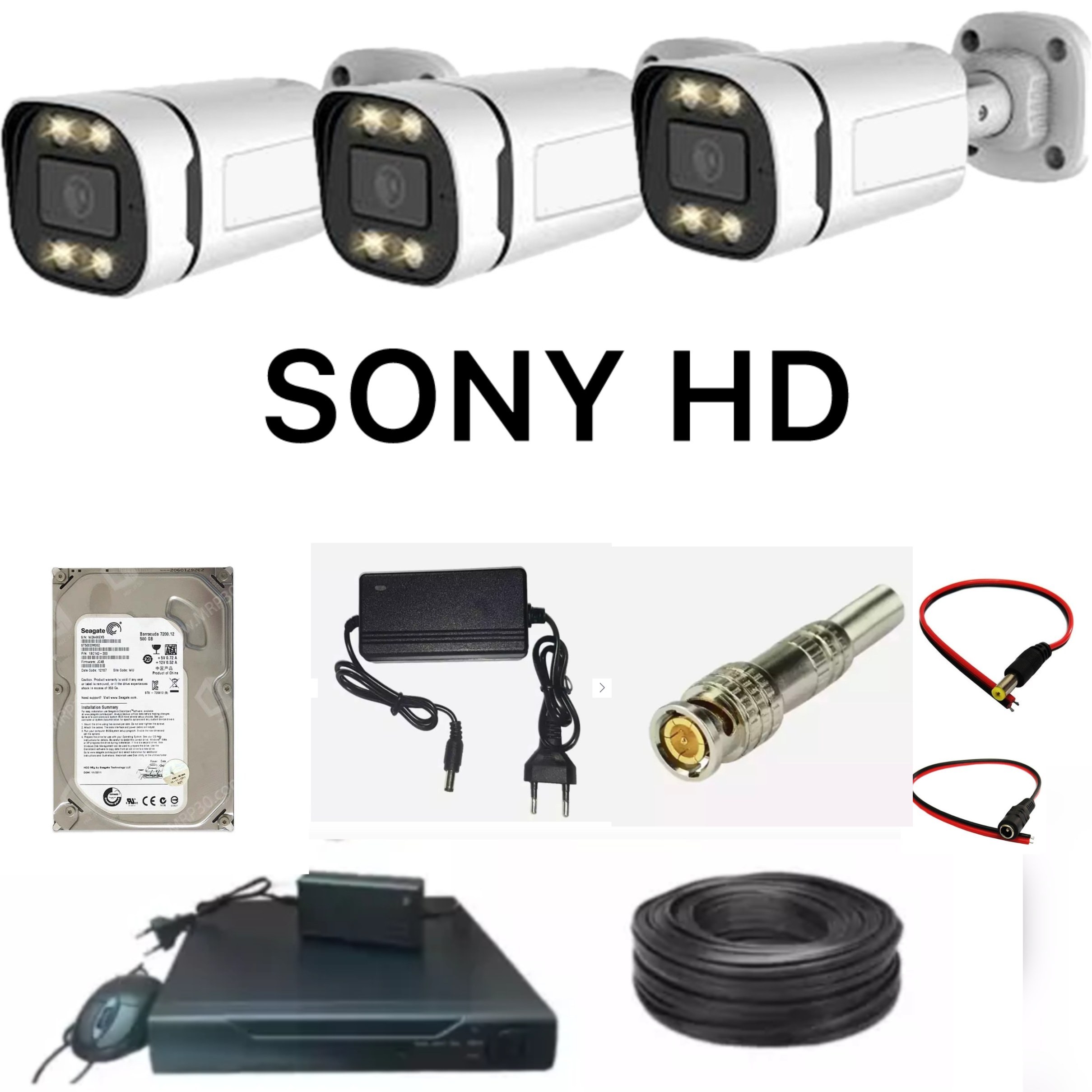 پک کامل 3 تایی دوربین مدار بسته SONY HD(توجه:جنس بدنه تمامی دوربین ها فلزی هستند و پلاستیکی یا اصطلاحا فایبر نیستند در ص
