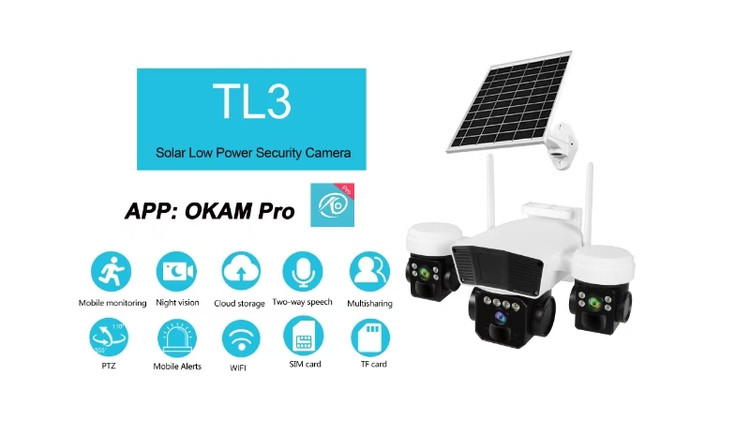 دوربین 4G سیم کارتی 3 لنزه IP با پنل خورشیدی AVO