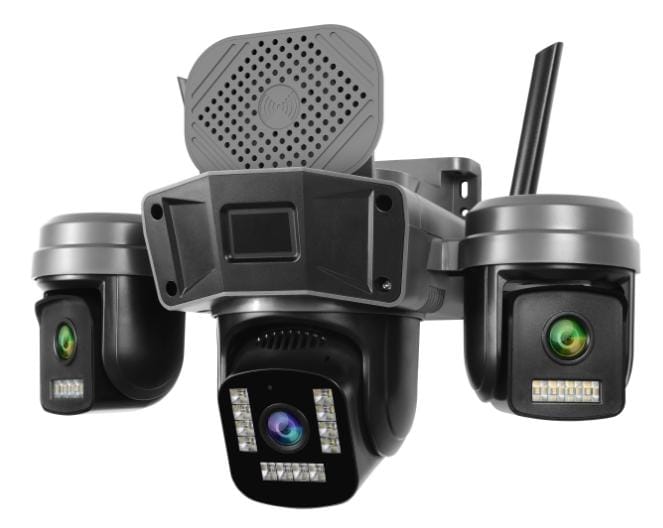 دوربین مداربسته سیمکارتی سه لنز O-KAM مدل Outdoor PTZ با کیفیت 6 مگاپیکسل و دید در شب رنگی سرور داخلی