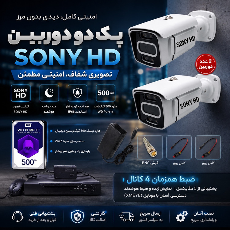 پک 2 تایی دوربین مداربستهSONY HD میکروفون دار